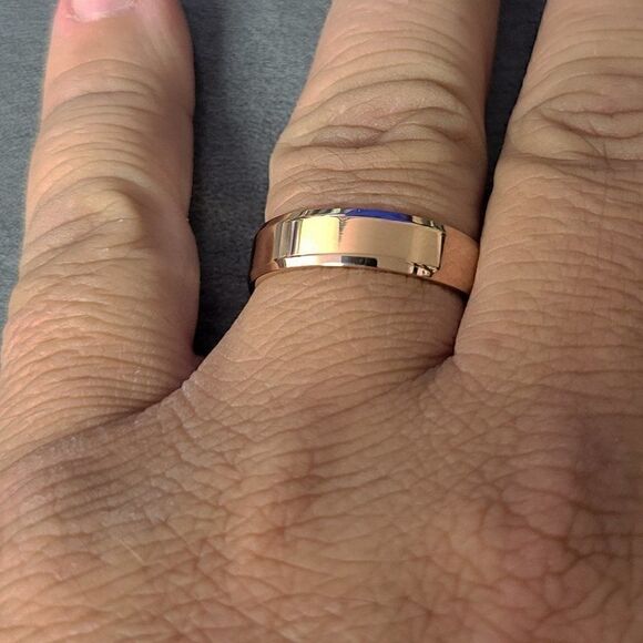 Women's Wedding Band Ring - Rose Gold over Stainless Steel - Promise Ring - Picture 3 of 3